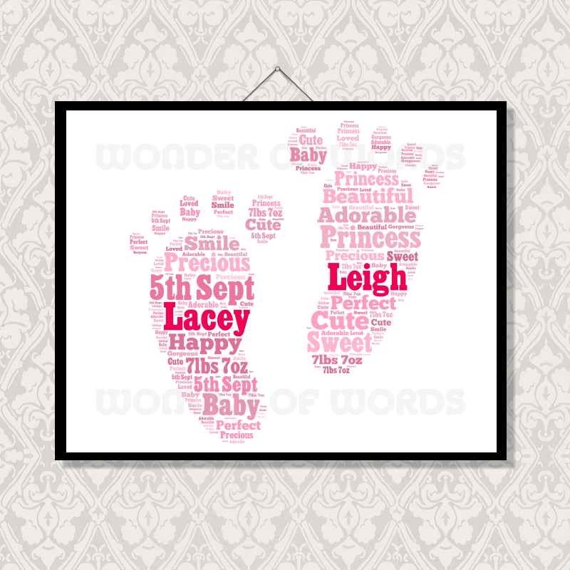 Baby Feet Word Cloud Word Art Unique Gifts Wonder of Words