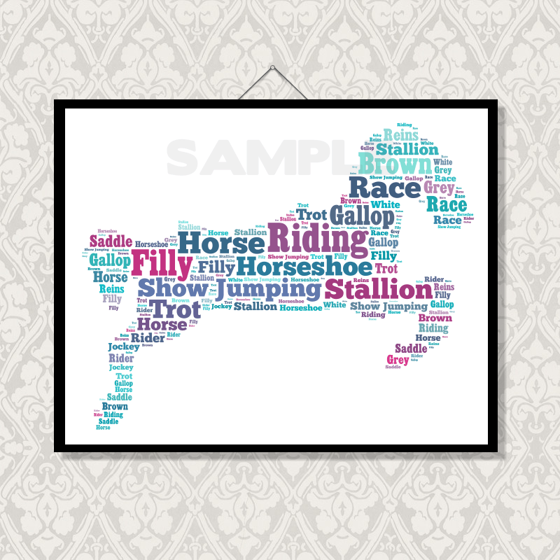 Horse Word Cloud | Word Art | Unique Gifts | Wonder of Words